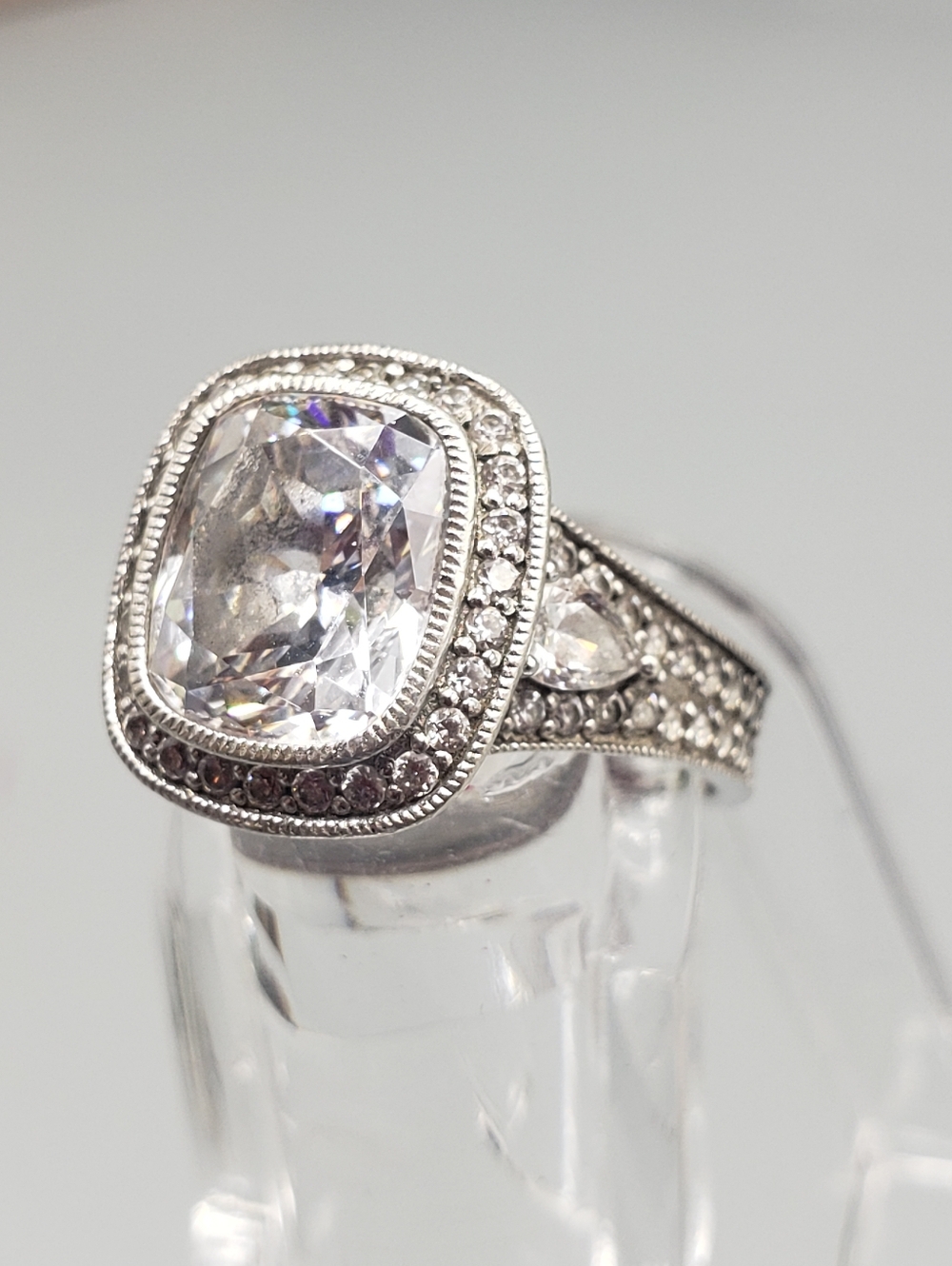 Vintage Art Deco Sterling Siler .925 - Cushion/Pave/Channel-set CZ Vintage 6.5